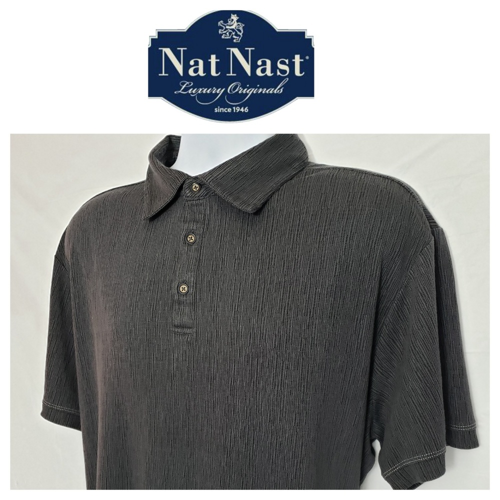 Nat Nast XL Heathered Gray Modal Polo Shirt